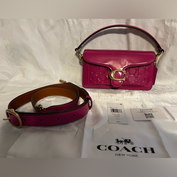 Coach patent leather handbag in magenta - Picture 1 of 8